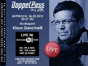 Am Mittwoch, dem 6.02.2013, war <b>Klaus Geschwill</b> zu Gast bei &quot;DoppelPass on <b>...</b> - doppelpass-on-air_studiogast-klaus-geschwill_2.thumb